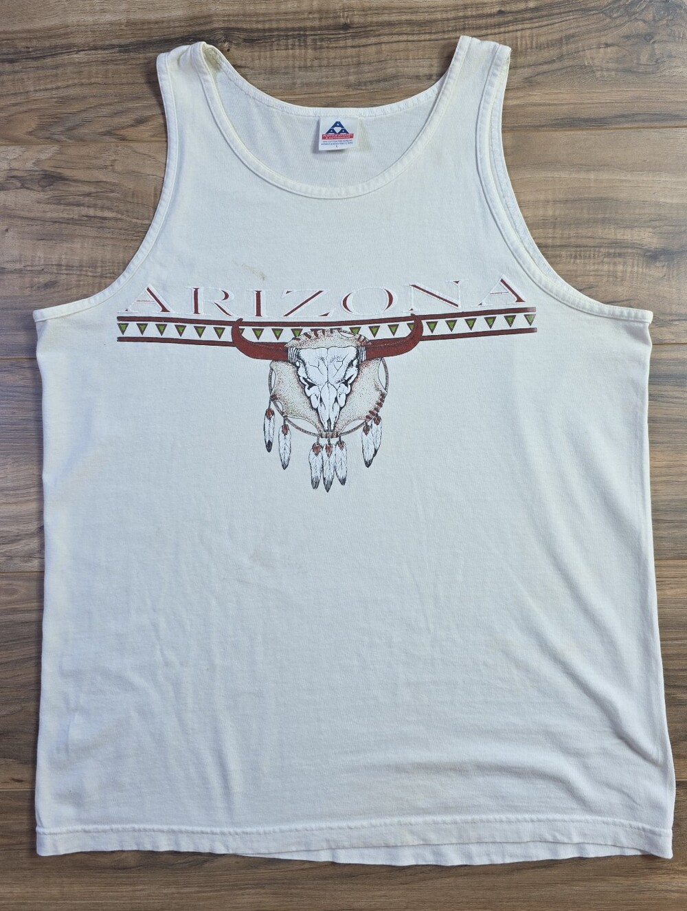 Alstyle Vintage Arizona Bull Skull Graphic Tank Top White L Men